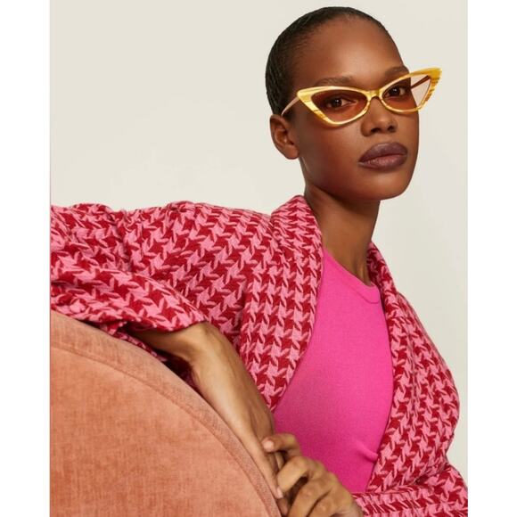 New Auth Gucci Yellow Cat Eye Pink Lens Sunglasses W/Box - Picture 1 of 10